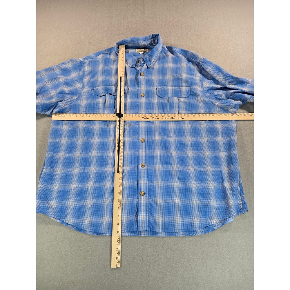 Duluth Trading Co Button Down Shirt Mens 3XL Blue Plaid Short Sleeve Workwear - Picture 5 of 5